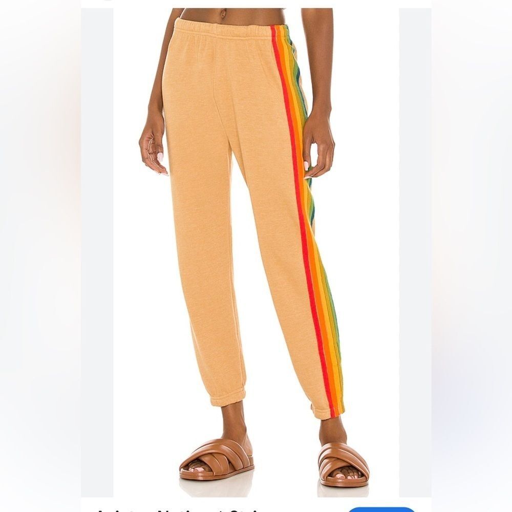Sold out Rare Aviator Nation Tan Pants with 6 stripes